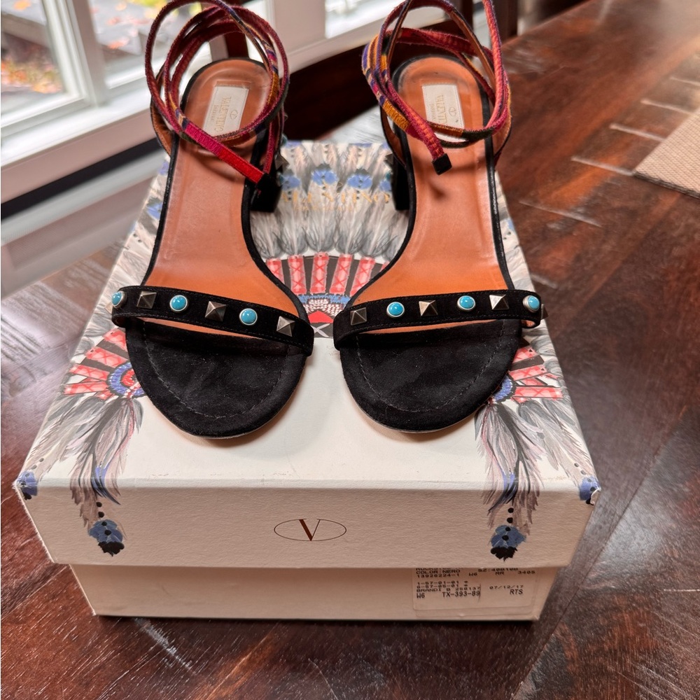 Valentino Black and Turquoise Heels
